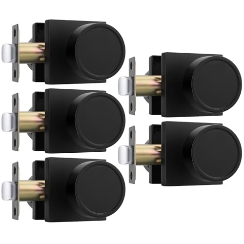 Image of Goldenwarm Matte Black Door Knobs Passage, Closet Door Knob Zinc Alloy, Contemporary Black Interior Door Knobs for Hallway, 5 Pack