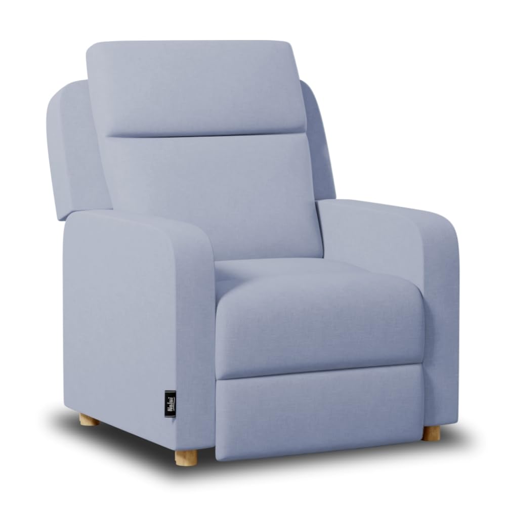 Nalui - Sillón Relax Reclinable One Fabric (77x87x95cm) con Apertura Push Manual y Estructura Reforzada. Sillón para el Salón Tapizado en Tela con Reclinación 160º Azul Celeste