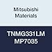 Mitsubishi Materials TNMG331LM MP7035 Coated Carbide TN Type Negative Turning Insert with Hole, Triangular, Grade MP7035, 0.375" IC, 0.187" Thick, 0.016" Corner Radius, LM Breaker (Pack of 10)