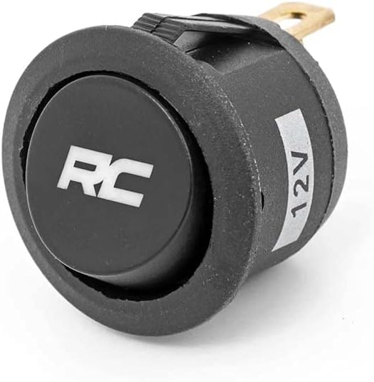 Interruptor tipo rocker redondo Rough Country com retroiluminação LED azul 12 V 20 A – 1 unidade