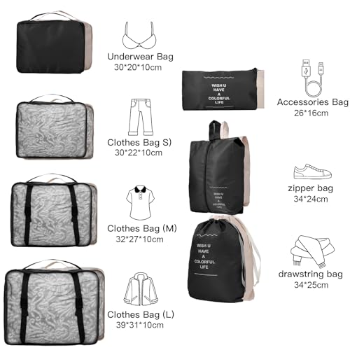 14-teilige Zweifarbige Koffer Organizer, Kofferorganizer Reisezubehör – Packwürfel, Packing Cubes & Packtaschen… – Ansicht 2