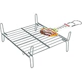 Algon | Parrilla Barbacoa 30x30 Acero Inoxidable Zincado Gris Metalizado con Cierre de Seguridad - Parrilla Ideal para Asar Carnes y Verduras Resistente y Duradera para Exterior
