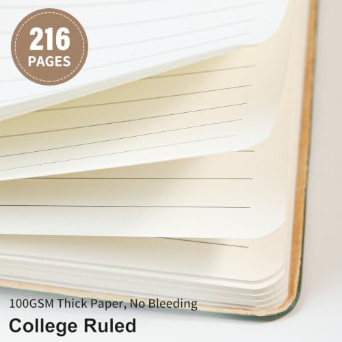 Image of Lined Journal Notebook for Work College Ruled Note Book 5.79 inchx8.27 inch A5 PU Leather Daily Journaling 216 Pages for Women Men Writing Home School Supplies Business (Khaki 2pack)
