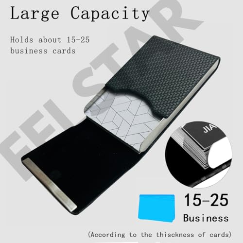Image of FELSTAR Customized /Personalized Card Holder with Name Engraved, Leather Professional Business Visiting Card Holder /Credit Card Holders Men, Women Day Gift, Corporate Gift for Employees (S Black)