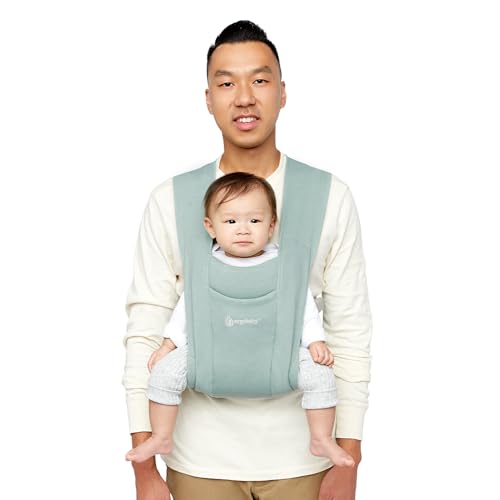 Image of Ergobaby Embrace Baby Carrier Newborn to Toddler - Breathable Baby Carriers for Summer - Cozy Essentials (7-25 Pounds), Ponte Knit, Jade Green