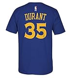 NBA Golden State Warriors Kevin Durant #35 Men's Replica Name & Number Short Sleeve Go-To Tee, Large, Blue