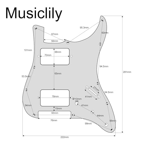 Musiclily Pro 11 Hole HH Strat Pickguard 2 Humbuckers Scratch Plate for American/Mexican Fender Standard Stratocaster Modern Style Electric Guitar - Image 2