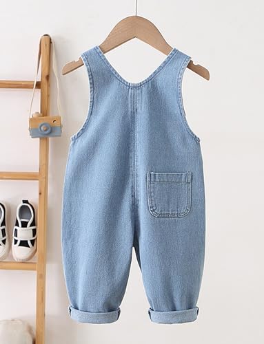 Happy Cherry Baby Boys Girls Jean Overalls Kids Denim Suspender Pants with Pocket Cute Romper Sleeveless Jumpsuit2