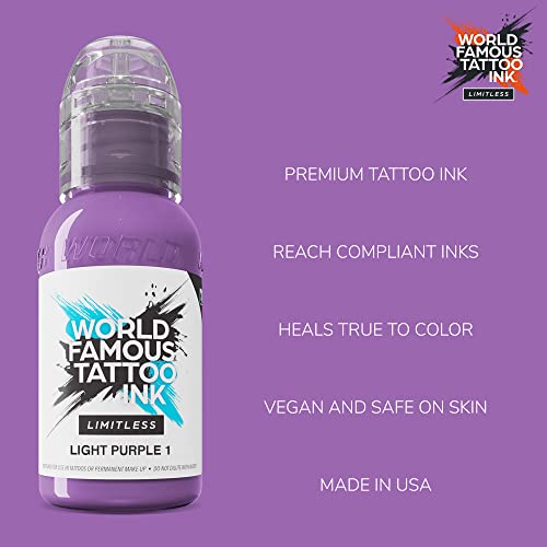 World Famous Tattoo Ink Limitless - Light Purple 1 - Professional Tattoo Ink & Tattoo Supplies - Skin-Safe Permanent Tattooing in Bold Shades - Vegan & Non-Toxic (1 oz)