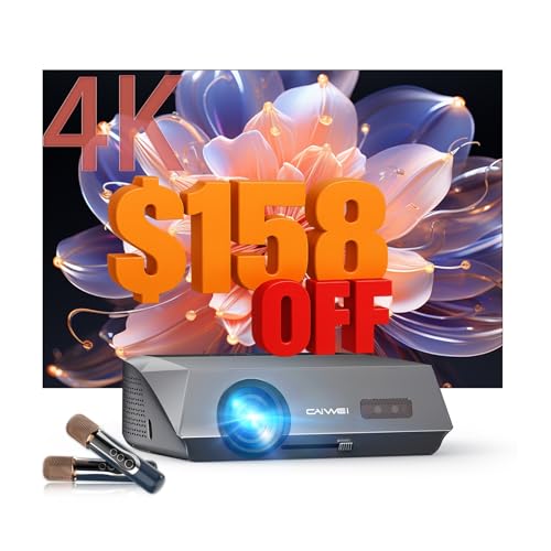 Image of 2300 ANSI Daytime 4K Projector with 2 Wireless Mics & 38W Speakers, Ultra Bright Android 11.0 Projector, AI Auto Focus Keystone, NFC WiFi6 Bluetooth, HDR10+ Home Karaoke/Outdoor Movies/Office