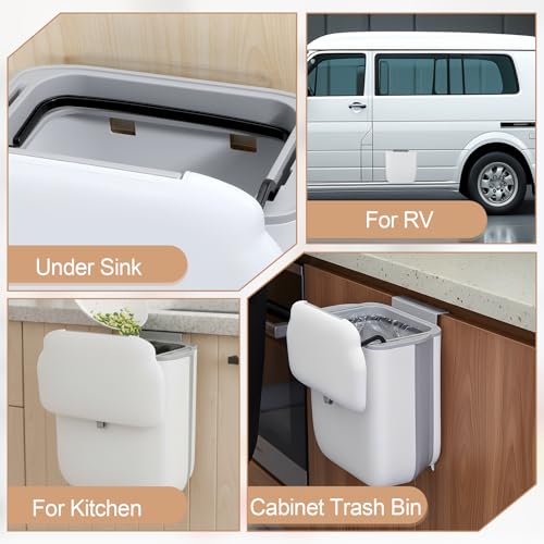Caneca de basura plegable para cocina 10 litros blanca miniatura 7