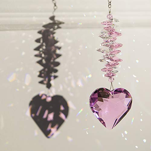 WEISIPU Sun Catcher Decor Window - Heart Crystal Ball Prism Pendant Mom Sun Catcher Hang for Window, Home Decor, (Pink)