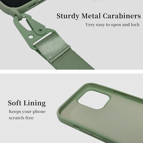 Image of Compatible with iPhone 13 Pro Case with Strap, Crossbody iPhone Case with Lanyard Adjustable Shockproof Drop Protection Silicone Phone Cover for iPhone 13 Pro 6.1'' Mint Green