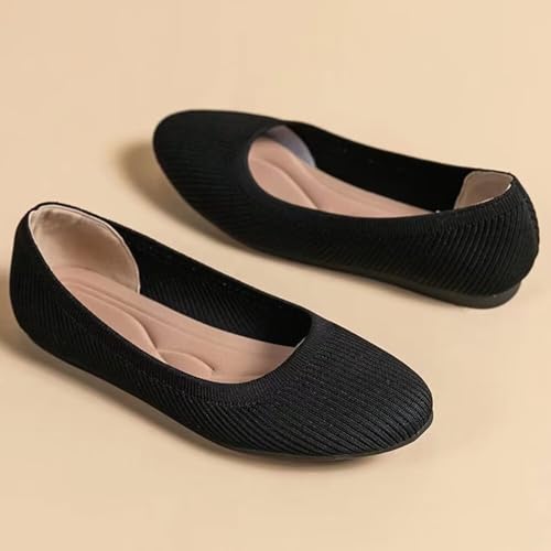 INEELUYI Women's Ballet Flats Classic Weave Flats Round Toe Slip On Dress Flat Shoes3