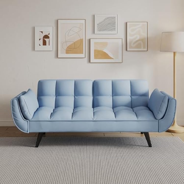 Velvet Futon Sofa Couch Bed with Pillows, Togo Ubuy
