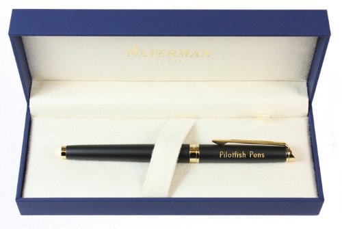 Waterman Hemisphere 10 Tintenroller in Mattschwarz mit Goldfarbenen Verzierungen, Personalisierbar mit Gravur, in Geschenkbox