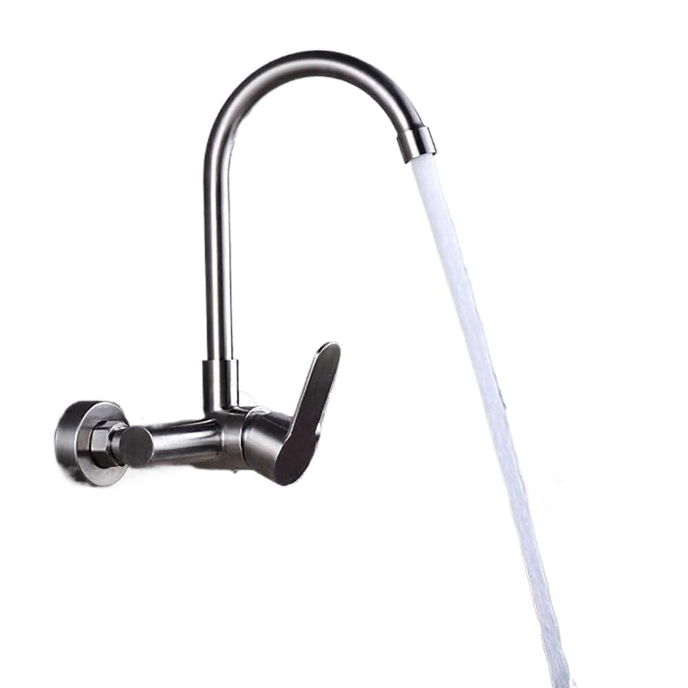Robinet d'évier de cuisine en acier inoxydable 304, mitigeur mural eau chaude et froide universel
