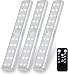 LUNSY Rechargeable Under Cabinet Lighting 20LED, Under Closet Counter Shelf Lights with Remote Control, Stick-On Anywhere Portable Wireless Magnet Bar for Kitchen, Wardrobe, Garage(Silver) - 3Pack