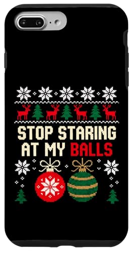 Stop Staring At My Balls �ʔ��� �����Y �s�K�؂ȃN���X�}�X �X�}�z�P�[�X iPhone 7 Plus/8 Plus �p