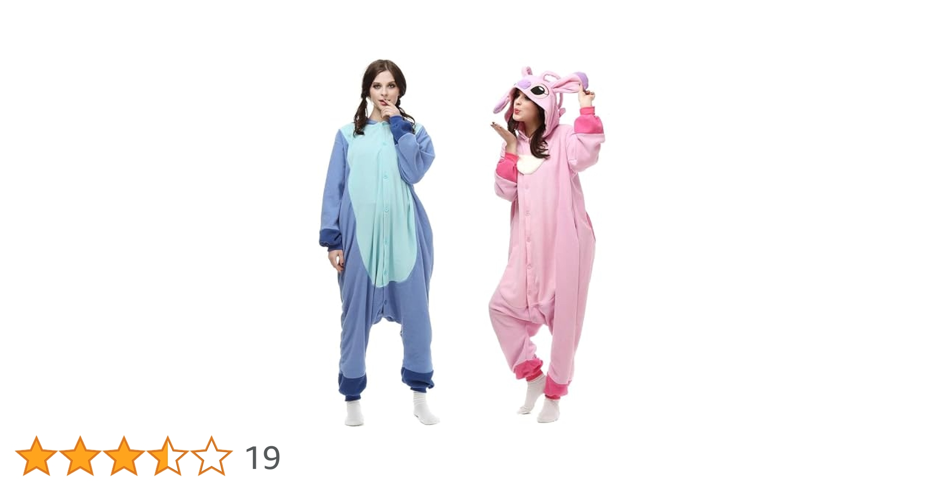くぬ 新品•未使用 スティッチ 着ぐるみ パジャマ 青・ピンク Qoo10] 着ぐるみ パジャマ 大人用 男女兼用 S