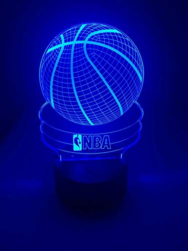 Lámpara LED 3D de ilusión de luz nocturna con 7 colores que cambian de decoración para niños (baloncesto NBA)