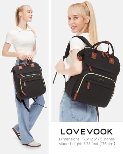 Image of LOVEVOOK Laptop Backpack for Women, 15.6'' Waterproof Nurse Bag Teacher Work Backpack Purse for Women, Travel Computer Backpack for College Office Business Ladies