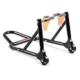 Mit einem Einstellbereich von 19,5 bis 28,5 cm lässt sich der Motorrad Vorderrad Ständer genau anpassen. Gummierte Aufnahmen verhindern das Verkratzen der Gabel während des Aufbockprozesses.