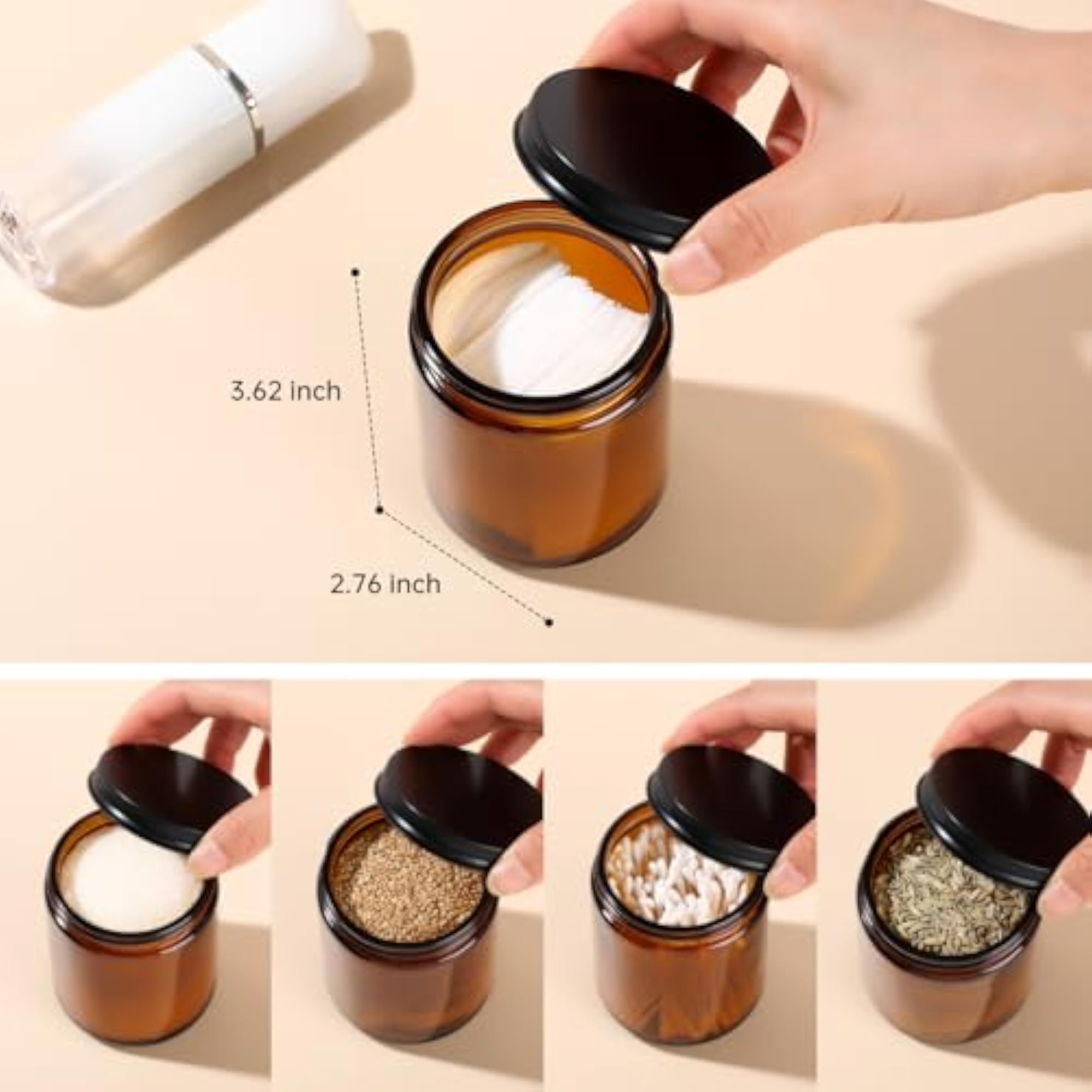 8oz Amber Glass Jars with Airtight Lids (3 Pack)