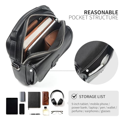 Image of Augus Genuine Leather Small Messenger Bag Crossbody