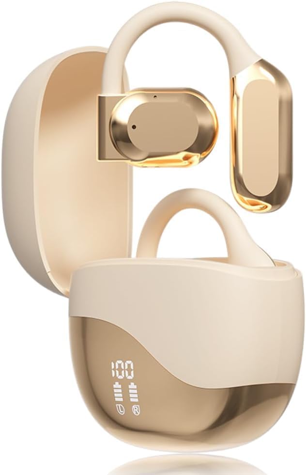 2025 New AI Translating Earbuds, Upgrade 3 in 1 Bluetooth Language Translator Earbuds in Real Time, 144 Languages Play Music Bluetooth Over-Ear for Travel Business Learning (White)