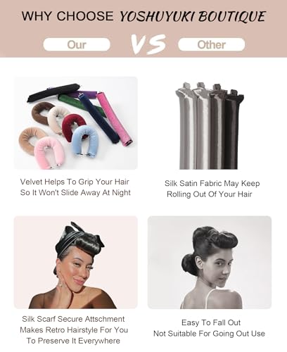 Yoshuyuki BROWN HAIR ROLLERS - LITTLE Little Velvet Overnight Blowout 3 Rods Heatless Hair Curler To Sleep In Satin Heatless Curls No Heat Hair Rollers thumb #5