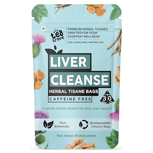Image of The Tea Trove Liver Cleanse Tea Bags (30 counts) - Fatty Liver Detox Herbal Tea blend of Milk Thistle, Dandelion Root, Ginger, Fennel, Peppermint & Turmeric - 60g