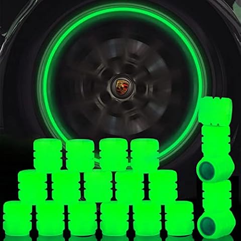 20PCS Dust Caps for Car Tyres,Universal Fluorescent Dust Caps Fashion Luminous Tyre Valve Caps Rubber Tyre Caps Valve Caps for SUV Motorbike Trucks Bicycle Decoration (Green) Cover