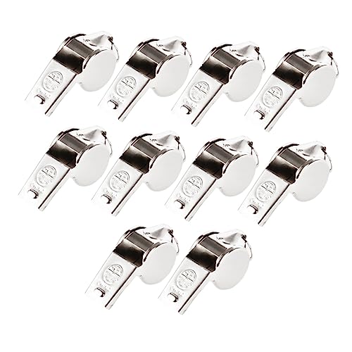 10 silbatos metálicos duraderos con cordón para deportes miniatura 1