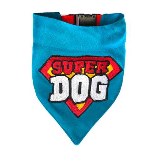 Image of TDIT Superdog Embroidered Bandana with Adjustable Dog Collar (Size Medium /Large)