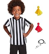 4pcs Children's Referee Shirt for Football Soccer Basketball Kids Costume Umpire Jersey Red & Yel...