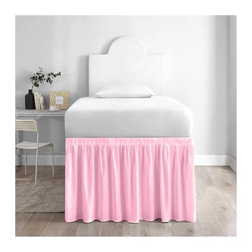 Faldones de Cama DecoracióN,Cubre Canape Falda de Cama Lavable a máquina Envolvente Extra Larga y Resistente al Desgaste for Camas tamaño Queen for Habitaciones(Pink,M)