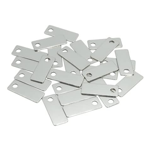 Metal Engraving Blanks Stamping Blanks 304 Stainless Steel Rectangle Blank Tags 25 PCS 2.5cm*1cm Cover
