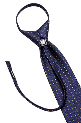 Image of Hi-Tie Zipper Ties for Men Pre-tied Tie Set Lapel Pin Pocket Square and Cufflinks Formal Business Wedding Adjustable Necktie