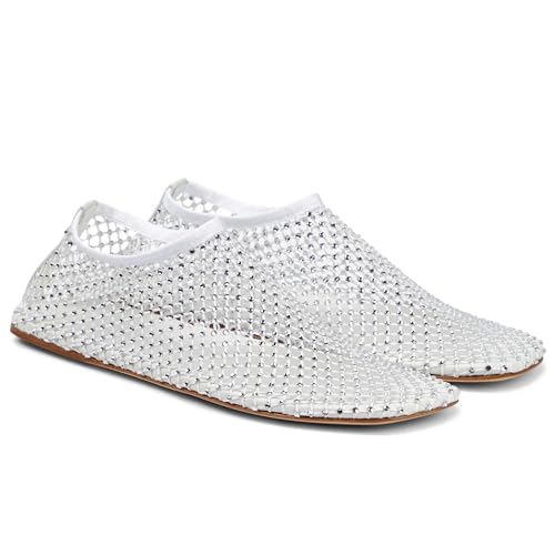 Crystal-Embellished Mesh Flats Square Toe Rhinestone Ballet Flat Slip On Ballerina Shoes Comfort Casual Glitter Flat Shoe for Woman3