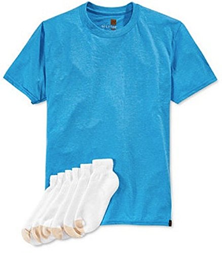 Gold Toe Premier Classic Men's 6-Pack Cushioned Quarter Socks & T-Shirt (Large)