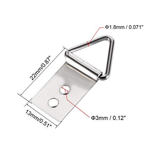 Image of uxcell Triangle Ring Picture Hangers, 35mm x 18mm Silver Tone Assortment Kit for Photo Hanging Solutions, 20 Pcs