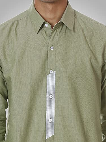 Image of SHIRT THEORY Green Solid Cotton Full Sleeves Casual Shirt for Men II Premium Cotton Shirt II Stylish Shirt for Men II Men Casual Shirt II Luxury Shirts ||