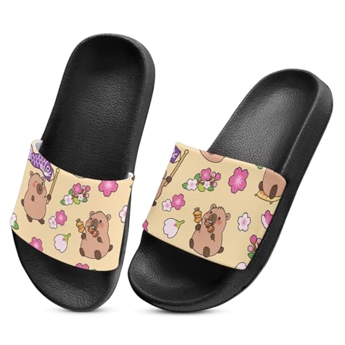 Image of Unisex Slides for Girls Boys Comfortable Slippers Slides Non-slip Shower Shoes House Fashion Thick for Indoor & Outdoor Gifts