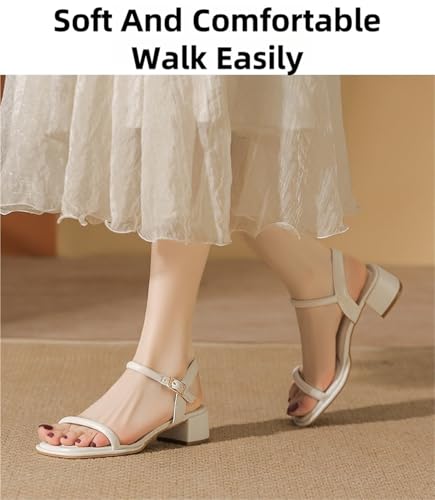 Women's High Heel Sandals Square Open Toe Chunky Ankle Buckle Pump Sandals For Daily Outdoor Dating4