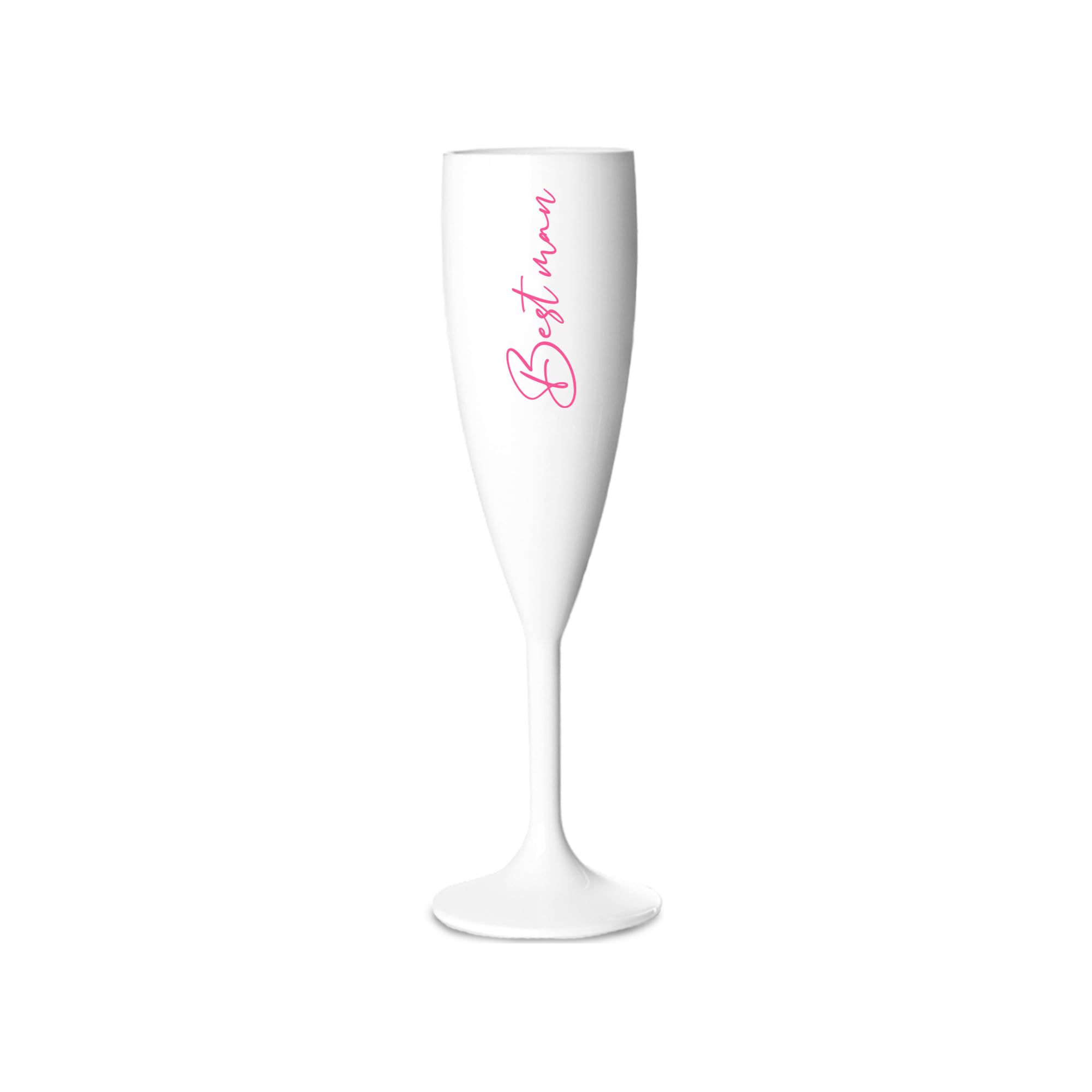 Print Maniacs Champagne Premium White Flute Glass Bride Groom Mr Mrs Wedding Maid Honour Wine Cocktail Prosecco Celebrations Gift (Baby Pink, Best Man)