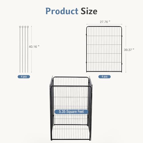 Image of DUMOS Dog Playpen 40 Inch 4 Panels Indoor Outdoor Metal Pet Fence | Foldable Dog Play Pen with Door, Portable Exercise, RV Camping, Puppy Small Medium Large Dogs