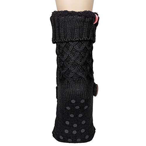 Womens Sweater Design Super Thick Comfy Non-Skid Slipper Socks (Black)3