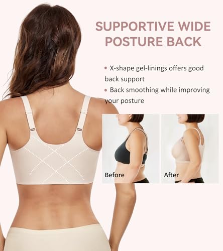 Lemorosy Front Closure Bras for Women Posture Back Smoothing Seamless Wireless Bra Comfortable Brasieres2