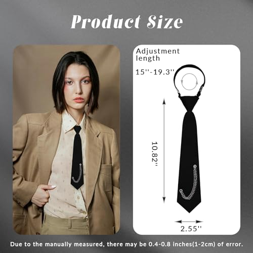 Image of LJBFNN Pre-Tied Ties for Women with Metal Chain, Uniform Shirt Accessory